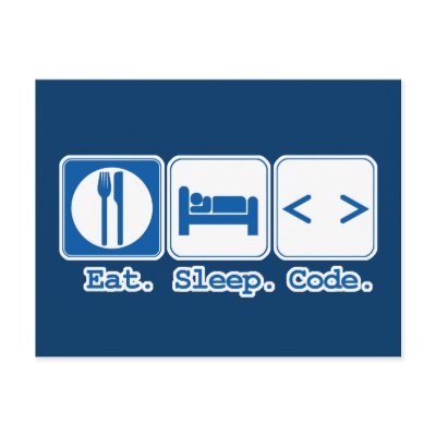 eat sleep code (html) post cards by geekme