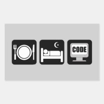 eat sleep code rectangular sticker