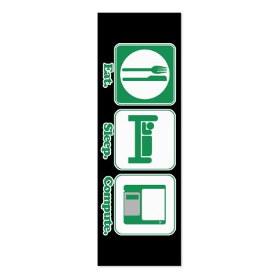 eat sleep computer (green) bookmark business card by geekme