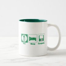 eat sleep computer (green) coffee mug