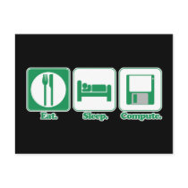 eat sleep computer (green) post card