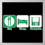 eat sleep computer (green) print