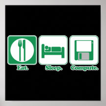 eat sleep computer (green) print