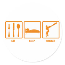 Eat Sleep Cricket Round Sticker