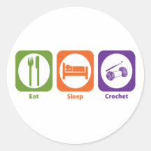 Eat Sleep Crochet Round Sticker