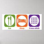 Eat Sleep Cross-stitch Posters