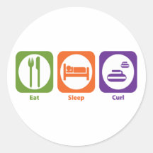 Eat Sleep Curl Round Sticker