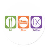 Eat Sleep Cut Hair Round Stickers