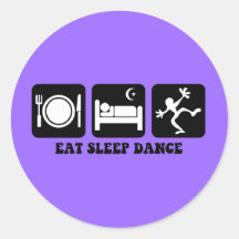 eat sleep dance round sticker