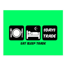 eat sleep day trader post cards