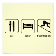 Eat Sleep Downhill Ski Personalized Invites