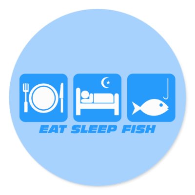 eat sleep fish round sticker by eatsleepboutique