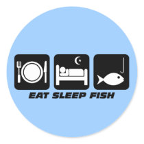 eat sleep fish round stickers