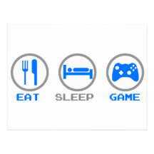 Eat Sleep Game Again - Gamer, geek video games Post Cards