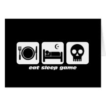Eat sleep game greeting cards