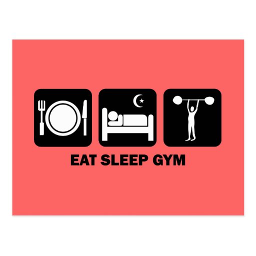 eat sleep gym post cards