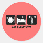 eat sleep gym round sticker