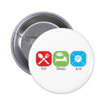 Eat Sleep Knit Pinback Button