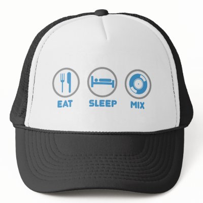 Eat, Sleep, Mix Again - DJ Disc Jockey Music Deck Hats by HOTDJGEAR