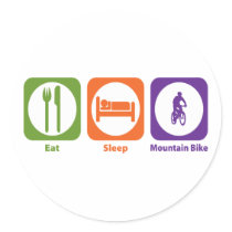 Eat Sleep Mountain Bike Round Stickers