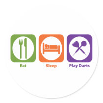 Eat Sleep Play Darts Round Stickers