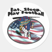 Eat Sleep Play Football Round Stickers