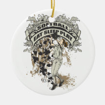 Eat, Sleep, Play Softball Christmas Tree Ornament