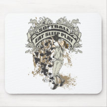 Eat, Sleep, Play Softball Mouse Pads