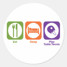 Eat Sleep Play Table Tennis Round Stickers
