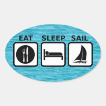 Eat Sleep Sail Oval Sticker