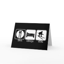 eat sleep ski greeting card