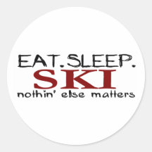 Eat Sleep Ski Round Stickers