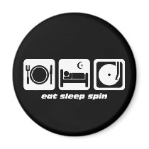 Eat sleep spin refrigerator magnet