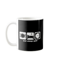 Eat sleep spin coffee mugs