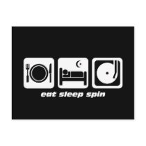Eat sleep spin post cards