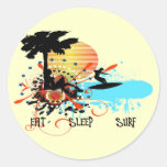 Eat Sleep Surf Round Stickers
