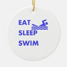 Eat Sleep Swim (Blue) Christmas Tree Ornament