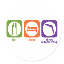 Eat Sleep Throw a Boomerang Round Stickers