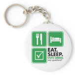 Eat Sleep Vote Green Keychain