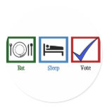 Eat Sleep Vote Round Stickers