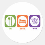 Eat Sleep Weld Round Stickers