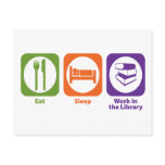 Eat Sleep Work in the Library postcards