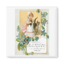 Ebaugh Marble and Granite Girl with Cats Magnets