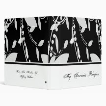 Ebony and Ivory Leaves Recipe Book Vinyl Binder