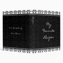 Ebony Damask Border Recipe Book Binders
