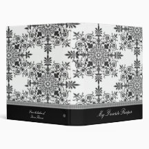 Ebony Victorian Damask Recipe Book Vinyl Binders