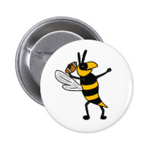 EC- Yellow Jacket Throwing Football Cartoon Pin