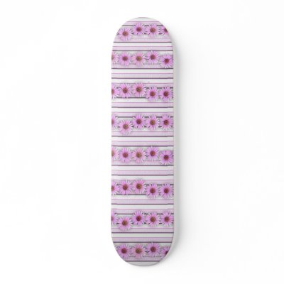 Echinacea Flower Stripes Skate Boards by Pretty_World