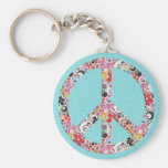 Éclaboussure | cyan de la paix I de flower power Porte-clés