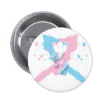 Éclaboussure de ruban rose et bleu avec des emprei badge avec épingle